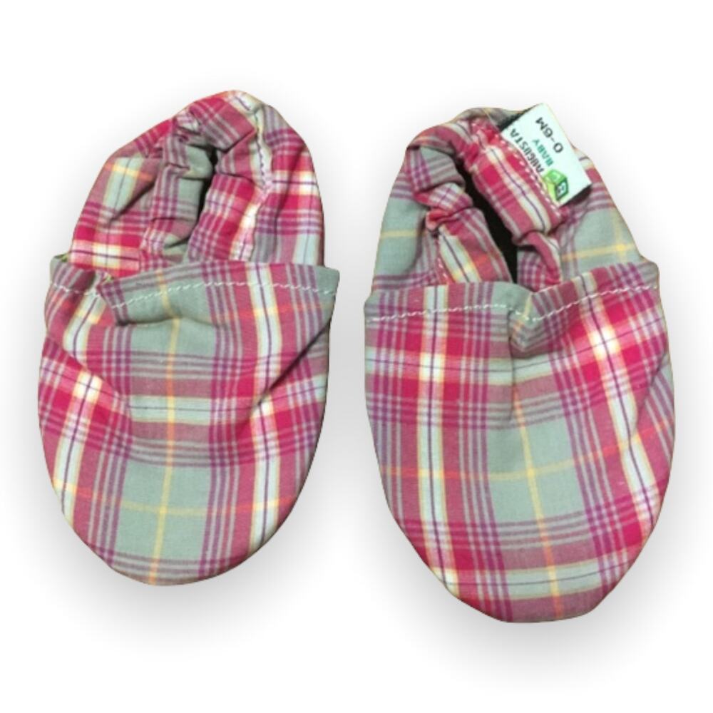 Augusta‎ Baby Slip On Moccs Plaid Pink Soft Sole 0-6 Mo Shoes Preppy Moccasins